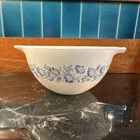 PYREX 444 Blue Daisy Milk Glass Mixing Bowl White/Blue Floral Pressed Glass