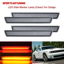 Front & Rear LED Side Marker Light Lamp Clear Set For 2015-2022 Dodge Challenger