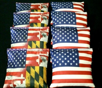 Custom AMERICAN MARYLAND FLAG 8 ACA Regulation Cornhole Bean Bags 