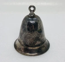 Vintage 1987 Silver Plated Dinner Bell Manual Knocking Engraved Cottage Art X