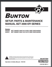 Bunton BZT 2000 EFI series Set up, parts, maintenance manual 70 pages