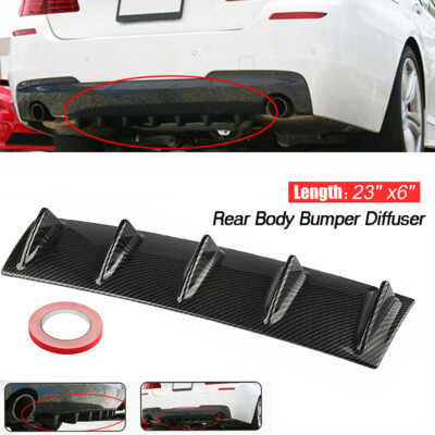 Universal Lower Rear Body Bumper Lip Diffuser Shark 5 Fin Spoiler Carbon Fiber