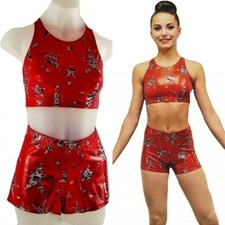 Dance Off Adult Small New Costume Crop Top  Shorts Cheer Gymnastic Practice