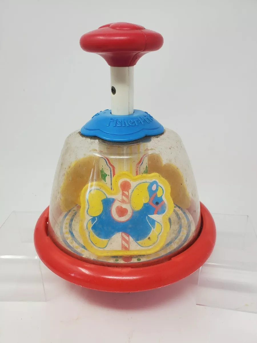 Vintage Fisher Price Pump Carousel Merry Round Toy Top | eBay