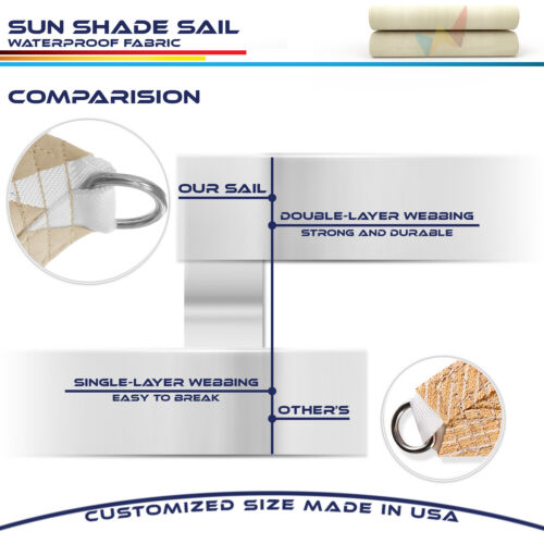 11FT Outdoor Straight Edge Sun Shade Sail Heavy Duty Waterproof UV Blocker Cover - Picture 6 of 51