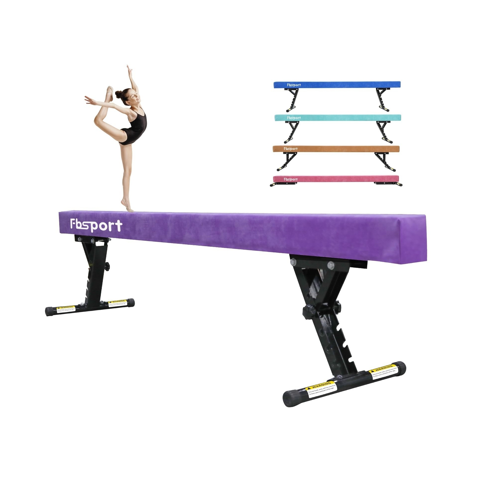 FBSPORT 8ft Adjustable Balance Beam High and Low Floor Beam Gymnastics