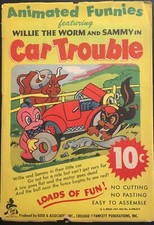 1945 Willie The Worm  Sammy in Car Trouble "Animated Funnies" New Old Stock  