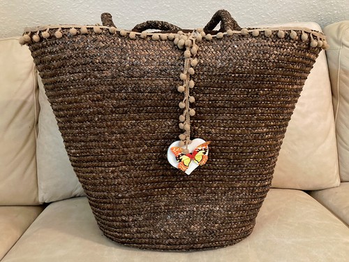 IBIZA HANDMADE ladies carry crossbody bag basket braided brown handle 55x20x40 - Picture 2 of 9