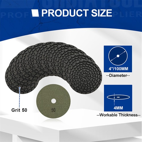 12pcs/pk Dia 100mm Diamond Polishing Floor Renew Sanding Discs 4" Grinding Pads - Picture 8 of 21