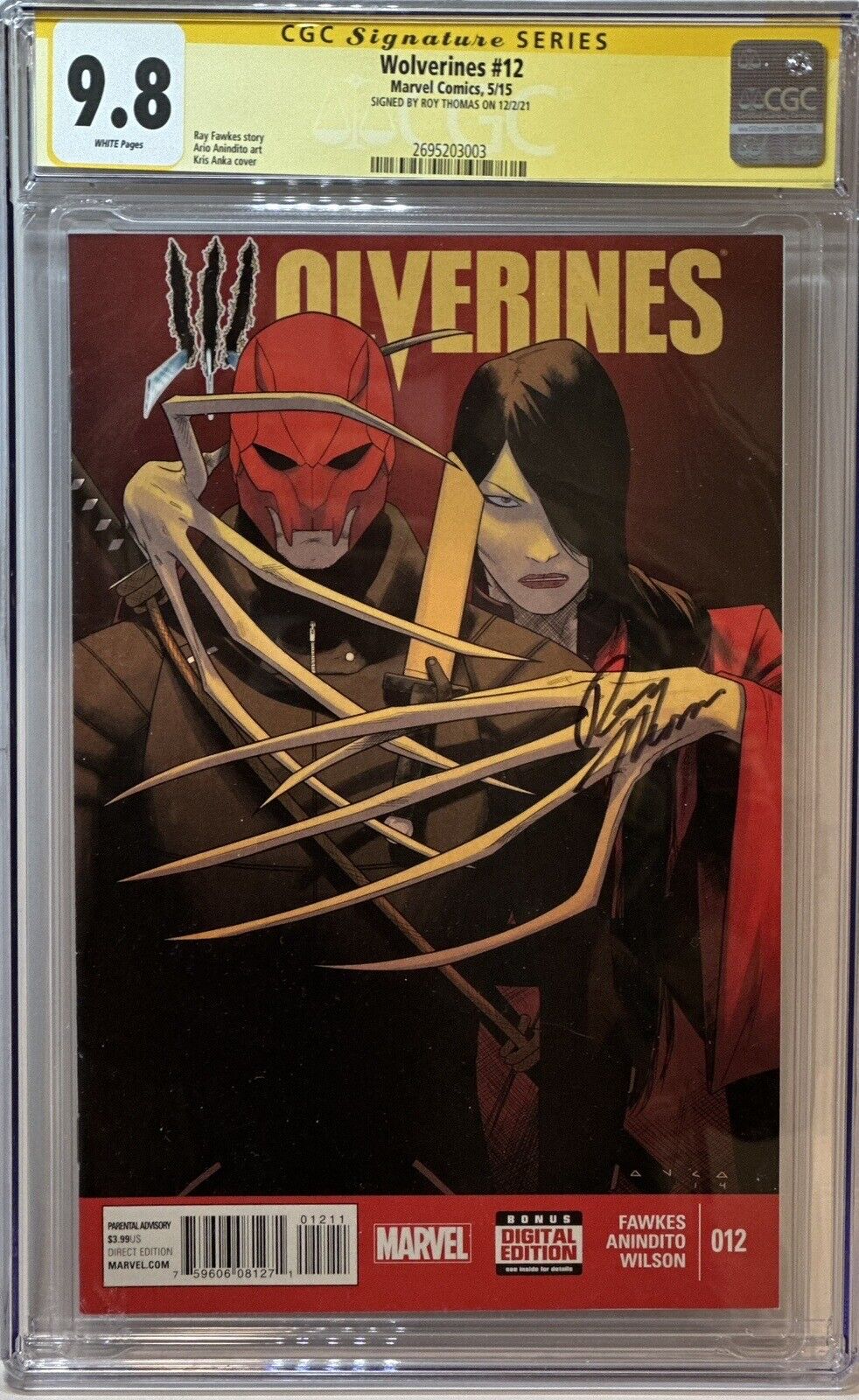Wolverines #12 Marvel Comics Signed By Roy Thomas CGC Signature 9.8