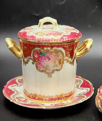 EUC! Antique 1911-21 Noritake RS Nippon Condensed Milk Jam Jar Holder Underplate