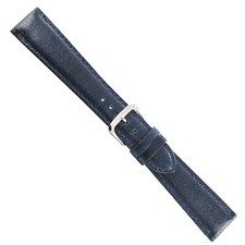 20mm Milano Navy Genuine Leather Stitched  Lightly Padded Men's Watch Band Reg
