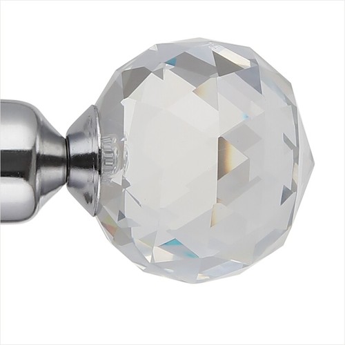 Extendable Curtain Pole Set Metal Curtain Rail 25mm Crystal Rings & Fittings - Picture 27 of 54