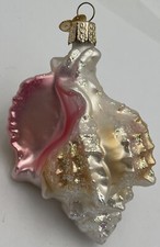 OWC Old World Christmas Glass Ornament White Mexican Seashell