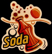 Soda pop sticker &ldquo; Cream Soda Or Root Beer? &ldquo; 2 3/4 X 2 3/4  Very glossy !!