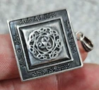 Vintage Sterling Silver Elvish Lord of the Rings LOTR Square Pendant 25mm 10.2g