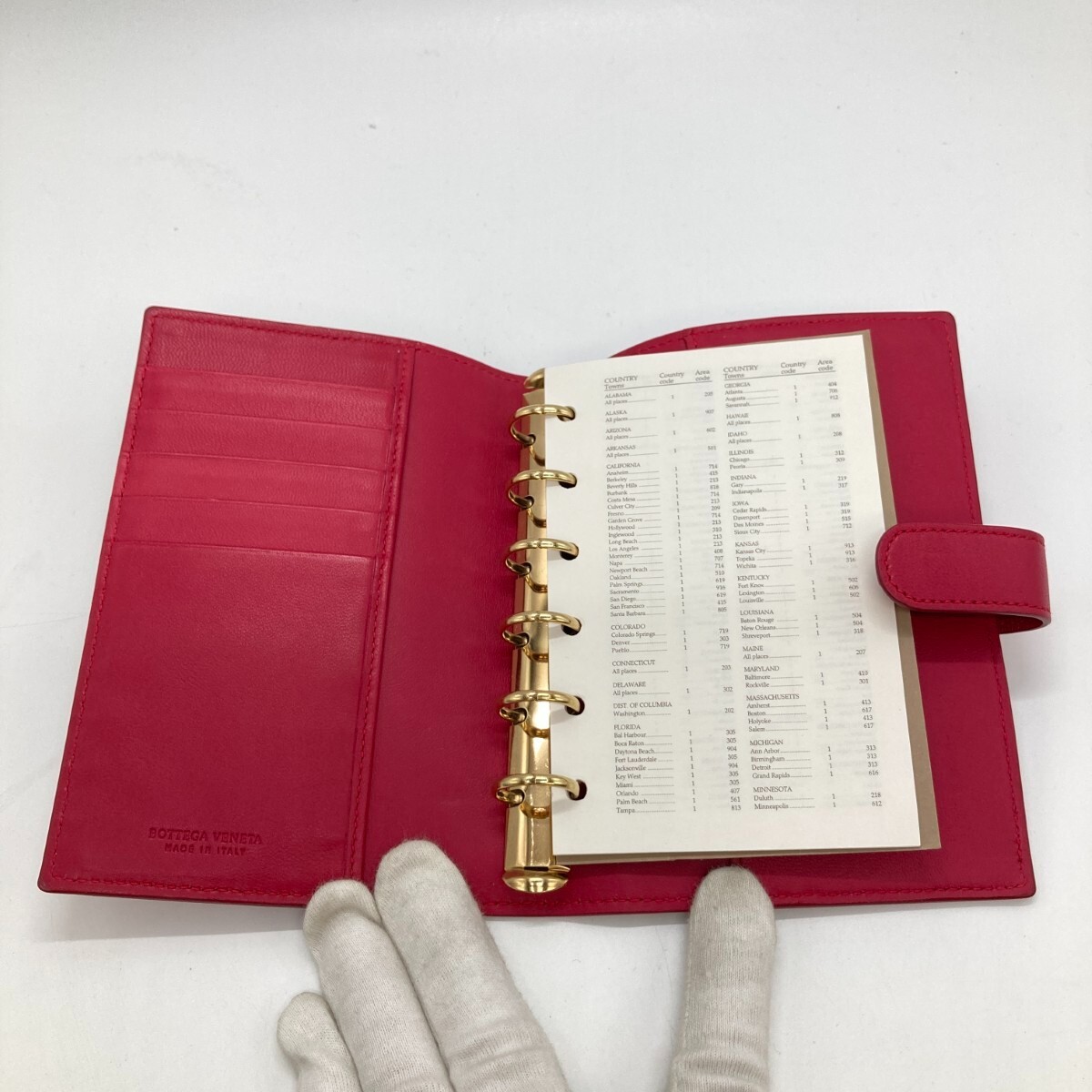【送料&関税込】Bottega Veneta Notebook Detailed Regular Fit Bottega Veneta Notebook Cover 6-hole Red intrecciato Leather