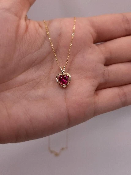 Ruby diamond heart necklace deals