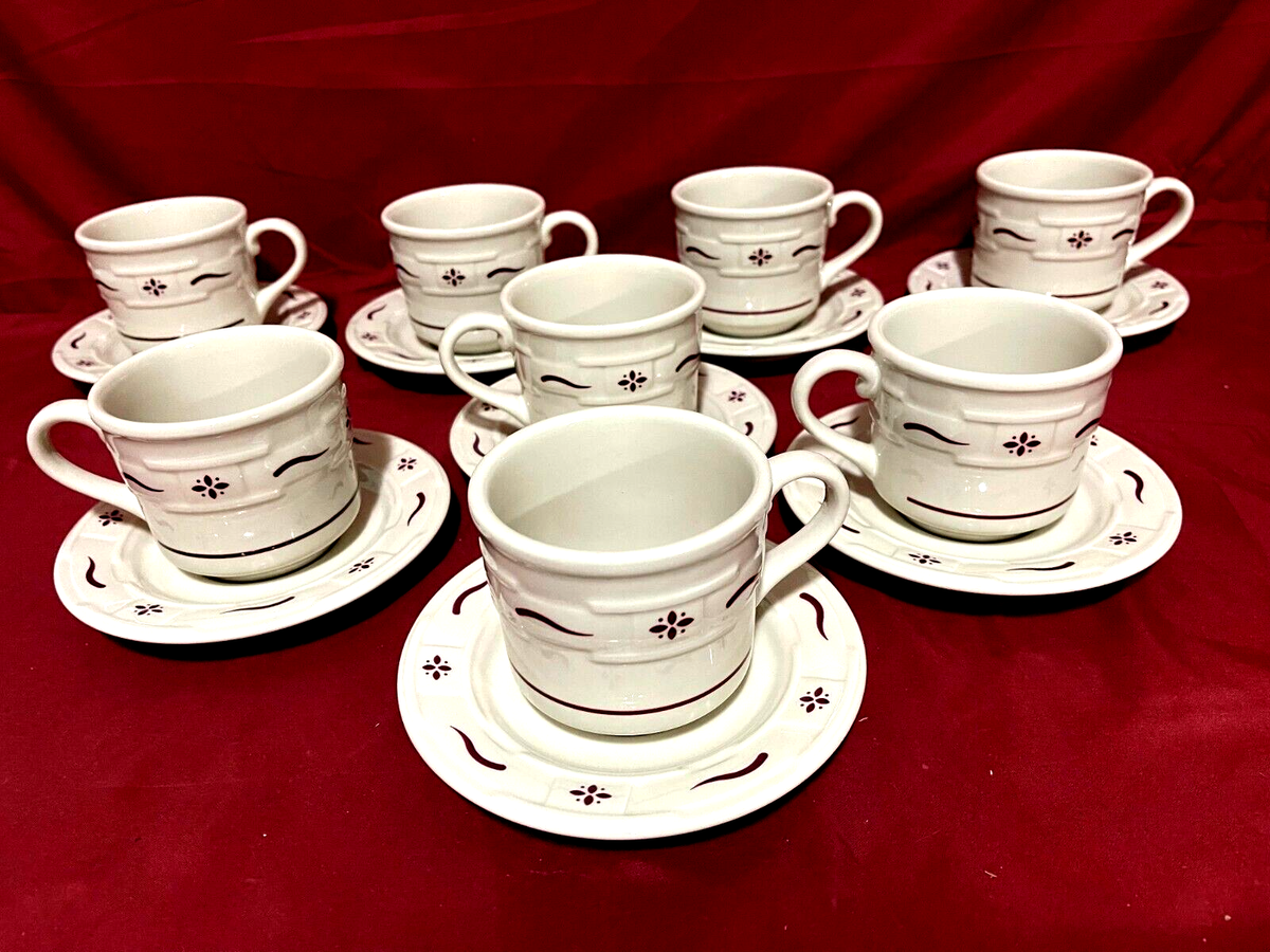 Longaberger Pottery Woven Traditions Red 16 Piece Set Of 8 Each