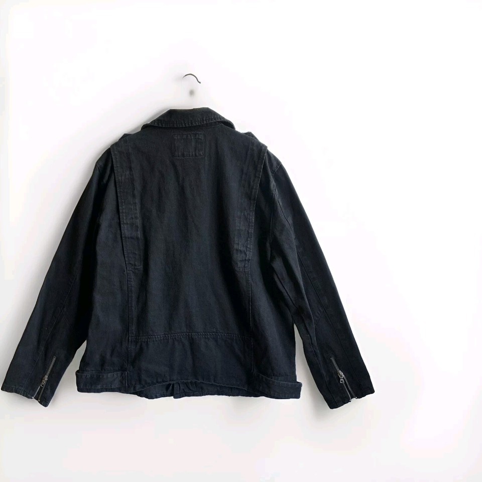 Fashion Nova Men’s Black Denim Biker Style Jacket 3XL Size XXXL Full