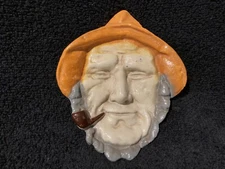 Cast Iron Old Fisherman Wall Decoration 5 3/8" x 4 1/2" Nautical Decor Hanging 