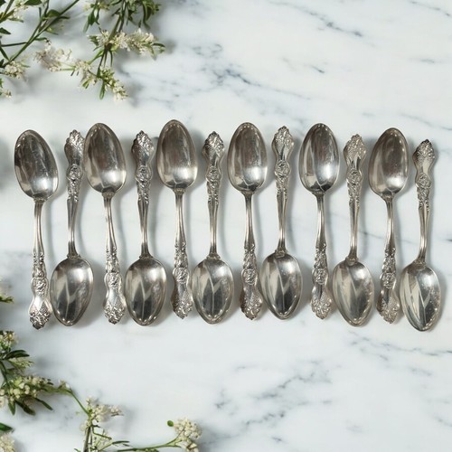 Antique International MOSELLE Silverplate Vintage Grape 12 Place Table Spoons 8" - Picture 2 of 13