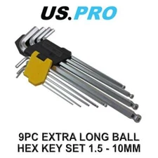 US PRO Tools 9pc Extra Long Ball Point Hex Keys Hex Set 1.5 - 10mm 2234
