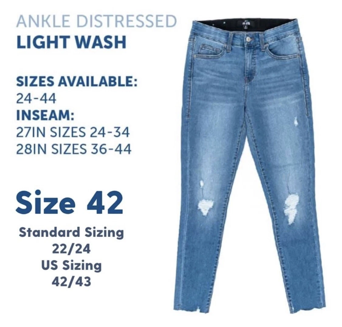 42 LuLaRoe Denim Skinny Fit Distressed Ankle Jeans Light Wash Fits