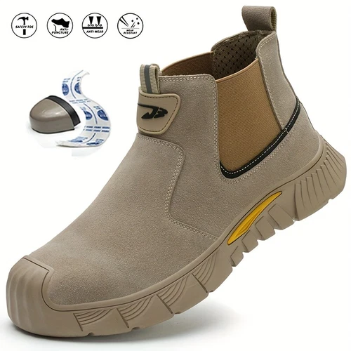 Herren Stahlkappe Arbeit Sicherheitsstiefel Rindsspaltleder Obermaterial Schweißen Funkenfrei - Bild 2 von 18