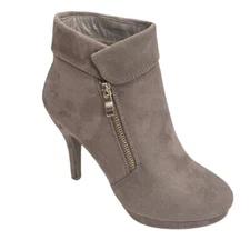 Top Moda George-40 Women's Folded Ankle Wrap Boots Taupe 8.5