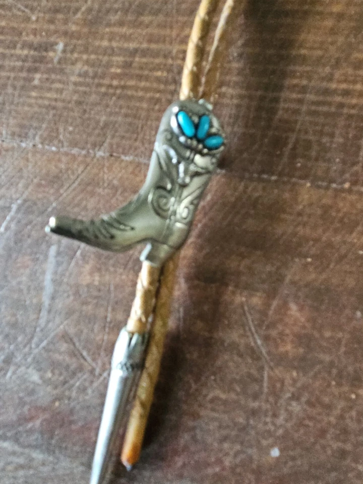 Corbata Western Bolo vintage - cuero trenzado - bota de vaquero  Foto 2 de 4