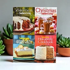 Southern Living Lot Of 4 Cookbooks Christmas, Homestyle & 40 Yrs Best Recipes