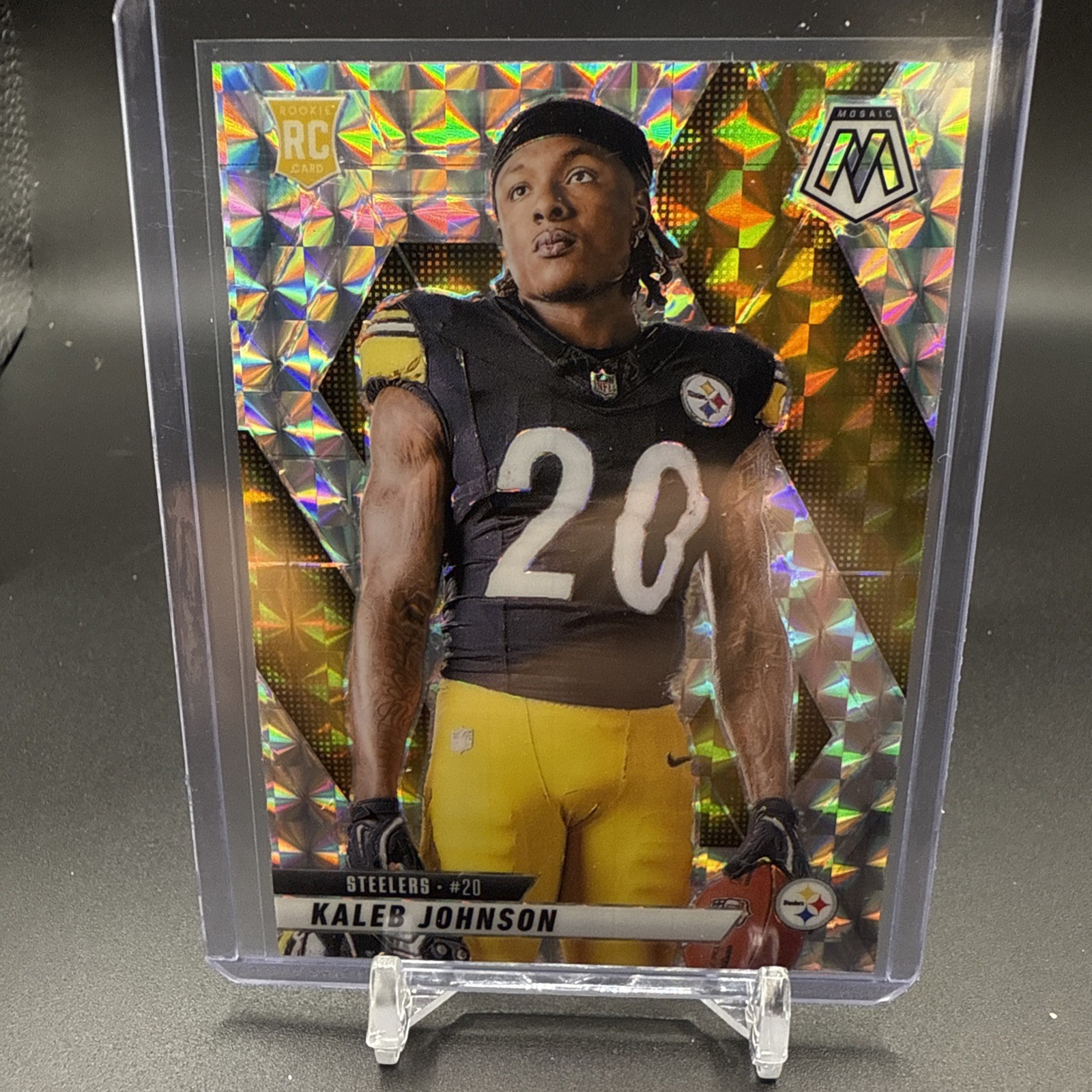 Kaleb Johnson SILVER MOSAIC IMAGE VARIATION RC #289 2025 Panini Mosaic Steelers