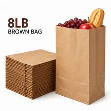 8 LB Brown Kraft Paper Bags 500 Pack Lunch Bags Retail Bulk Heavy Duty