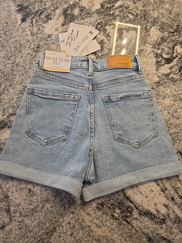 Stradivarius Blue Denim Shorts  Cut Off Distressed Size 36b Slim Fit  I27