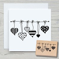 Stempel Herzen-Girlande - Motivstempel Holzstempel Scrapbooking Karten Basteln