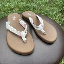 Flojos Flip Flops Women's Size 9 Floral Island Beach Brown Sandals