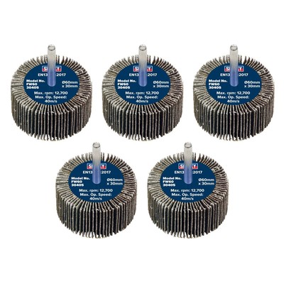 Sealey Flap Rad 60 X 30Mm 40 Körnung 6Mm Welle - Packung Mit 5 FW6030405