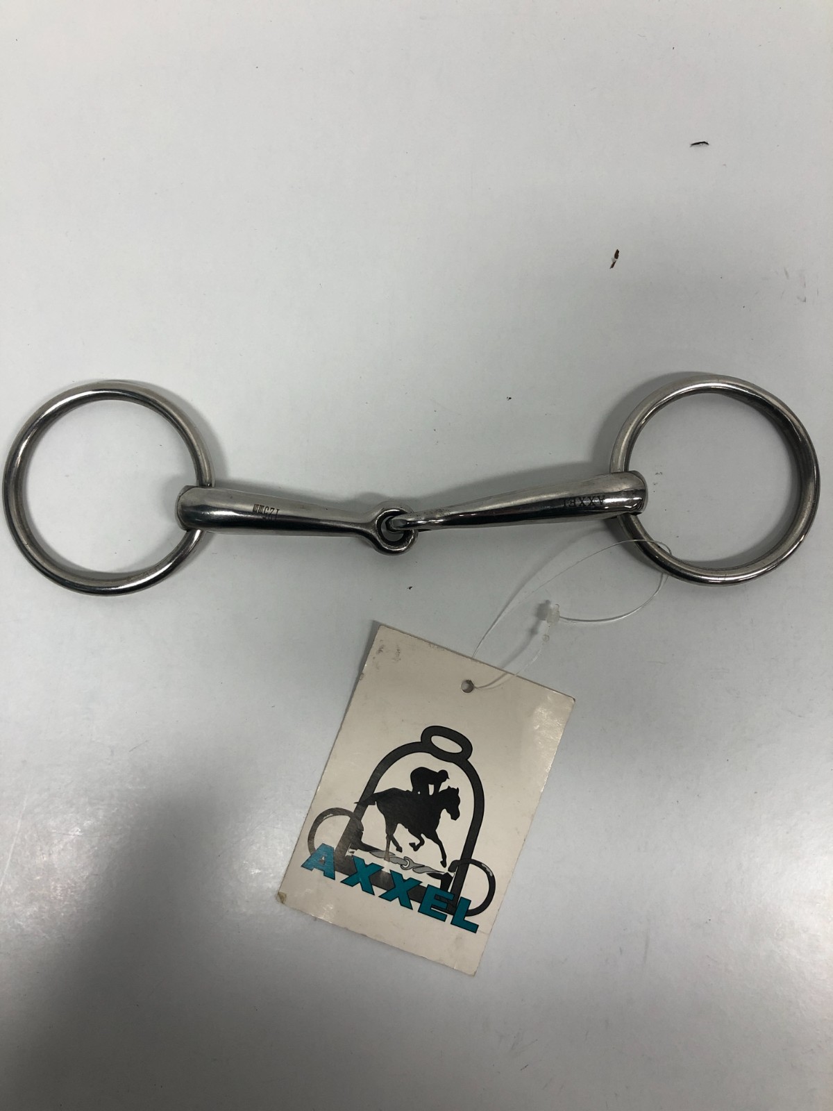 Mors équitation Axxel inox simple brisure anneaux libres cheval 125 mm embouchure filet