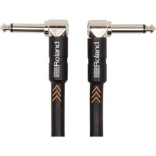 Roland Black Series Instrument Cable, Angled/Angled 1/4-Inch Jack, 1 Foot 1 ft