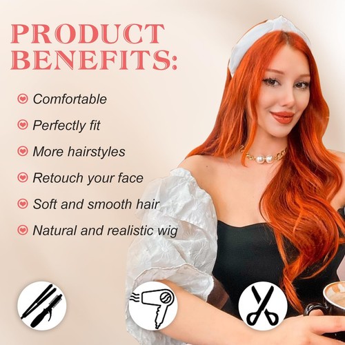 Ginger Wavy Wigs for Women - Long, Heat Resistant, Synthetic Orange Wig for D... - Bild 2 von 7