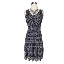 ANTHROPOLOGIE WESTON WEAR Vera Mesh Dress Geometric Print Sleeveless Gray Small 