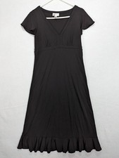 Ann Taylor Loft Black Dress Size 10 Ruffle Bottom Rayon Blend Black