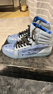 MCM MCM Logo High Top Lace Up Blue Logo Monogram Athletic Sneaker Unisex 5S2I31