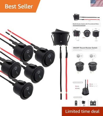 Reliable Pre-Wired Toggle Switches - 12V,  Waterproof for Cars and Boats