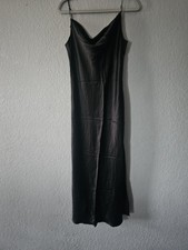 Victorias Secret Slip Dress Gown Womens Large Black Silk Cowl Neck Adj Straps