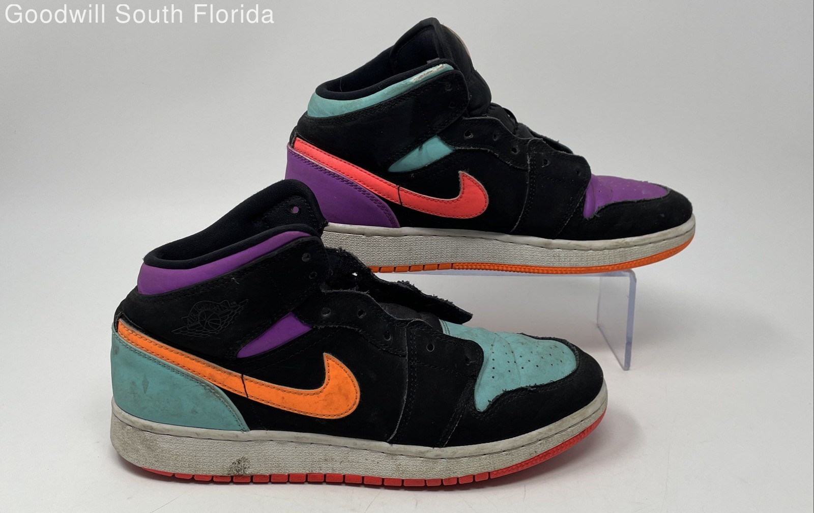 Nike Boys Air Jordan 1 Mid 554725-083 Multicolor Sneakers Shoes Sz 6.5Y No Laces thumbnail 2