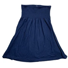 Juniors Girls Tube Top Shirt Blouse Smocked Bodice Flowy Navy Blue Size Small