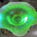 Uranium FENTON VASELINE/TOPAZ GLASS OPALESCENT BOWL RUFFLED
