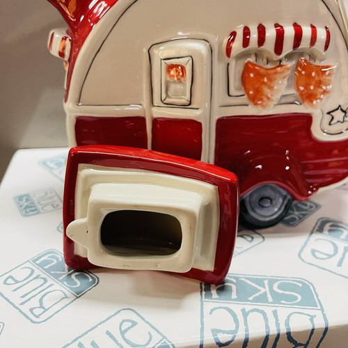 Blue Sky Clayworks Teapot in Red Caravan USA Made Original Boxed Ceramic Art - Picture 10 of 15